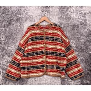 J Crew Lady Jacket 3X Womens Button Sweater In Plaid Boucle Yarn Plus Size